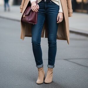 MARC FISHER BOOTS |  TAN SUEDE 3” ANKLE SIDE ZIP BOOTS, SIZE 9